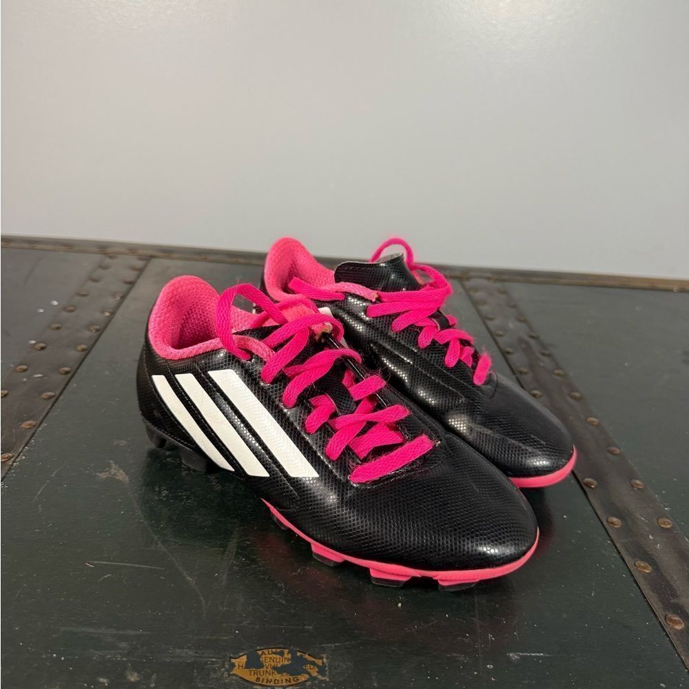 Adidas Soccer Cleat Youth Sport Shoes Pink Black White Size 1.5 kid child